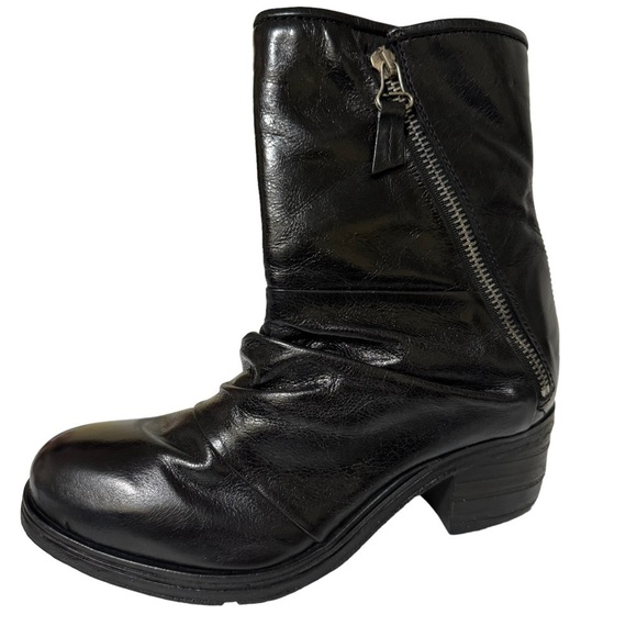 NWT Miz Mooz Shannon Black Leather Double Zip Mid Boots Size 37 U.S. Size 6.5-7 - Picture 1 of 15